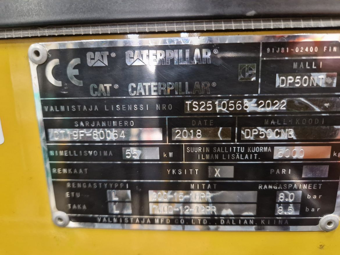 Cat DP50NT dieseltrukki vm. 2018 (paripyörillä)
