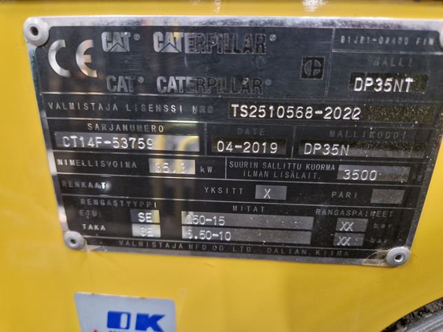 Cat DP35NT dieseltrukki vm. 2019 (hyvät varusteet)