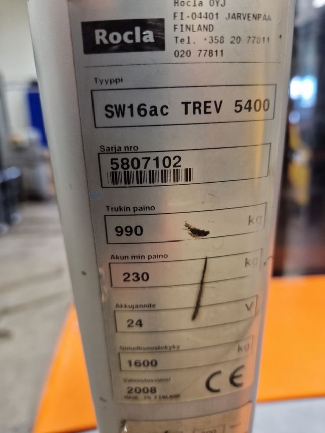 Rocla SW16ac TREV 5400 pinoamisvaunu vm. 2008 (akku vm. 2019)