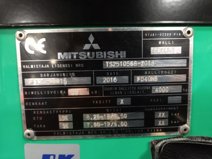 Mitsubishi FD40NT dieseltrukki vm. 2016 (vuokralla)