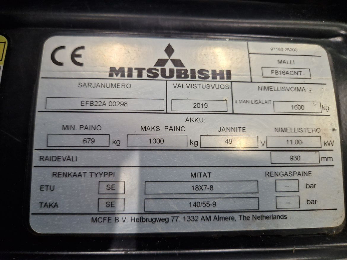 Mitsubishi FB16CPNT sähkötrukki vm. 2019