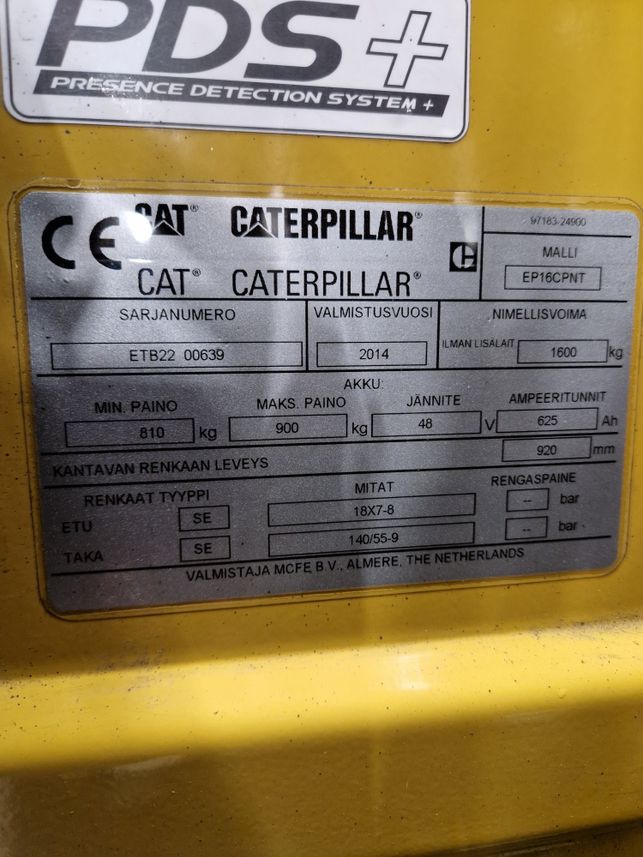 Cat EP16CPNT sähkötrukki vm. 2014 (akku vm. 2020)